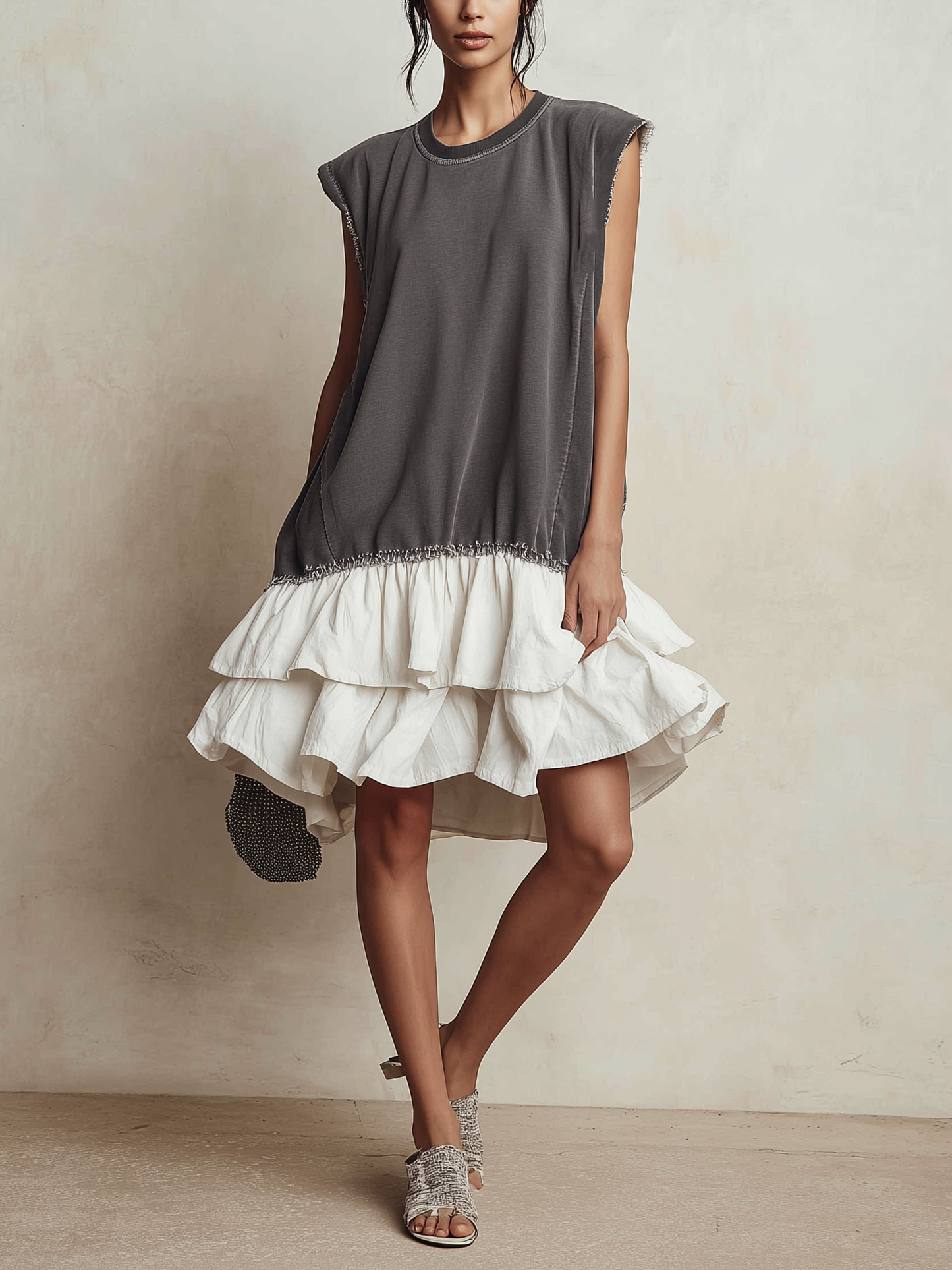 Ilaria | Vestido informal con bloques de color, corte holgado, ideal para las vacaciones