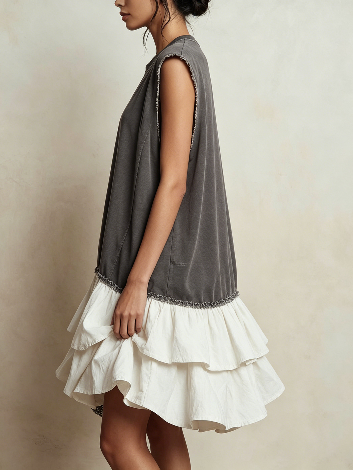 Ilaria | Vestido informal con bloques de color, corte holgado, ideal para las vacaciones