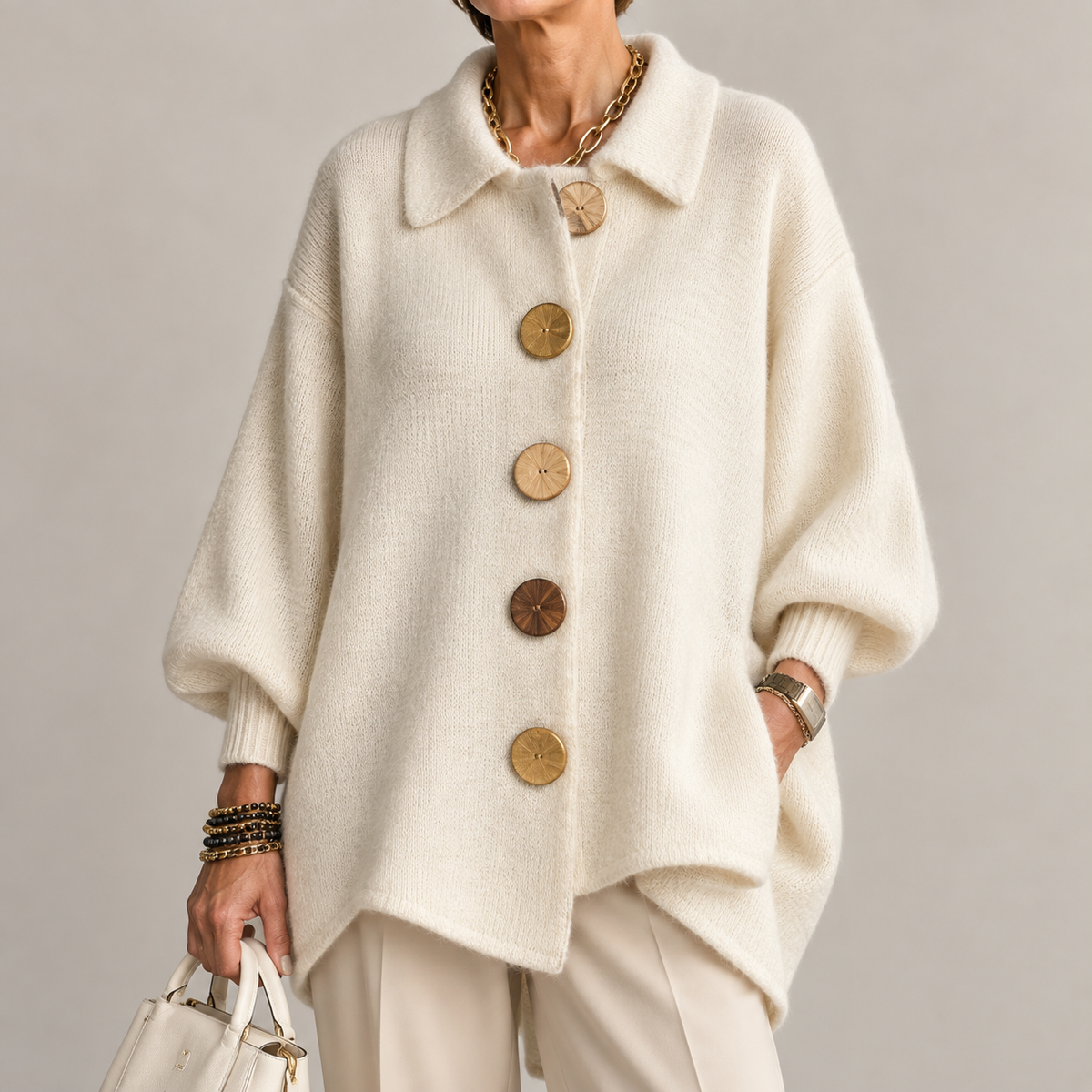 Ardelle™ | Oversized Cardigan with Collar