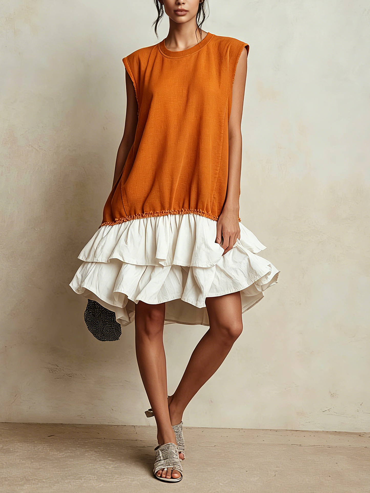 Ilaria | Vestido informal con bloques de color, corte holgado, ideal para las vacaciones