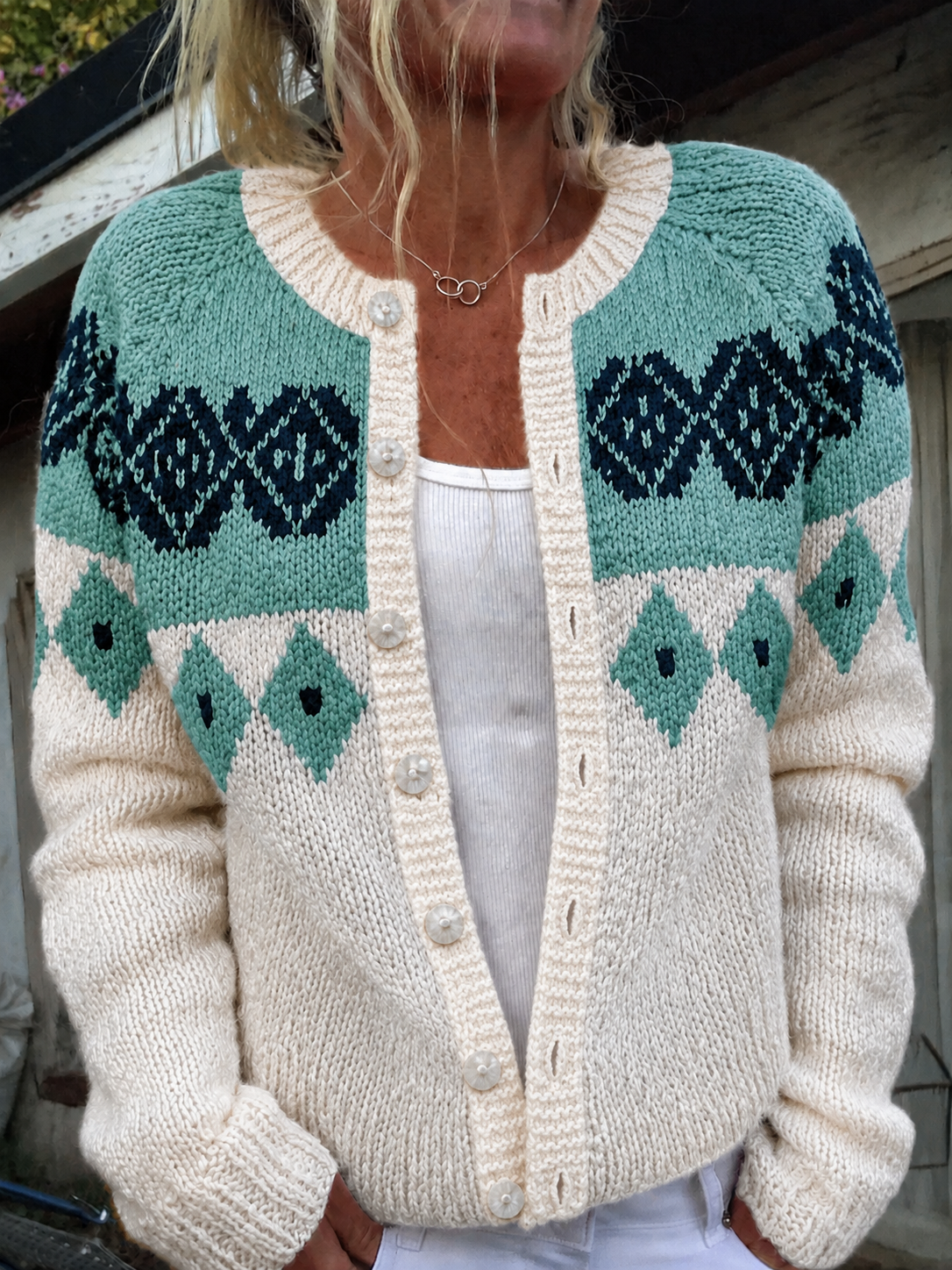 Tiverly™ | Cárdigan de punto con motivos geométricos vintage