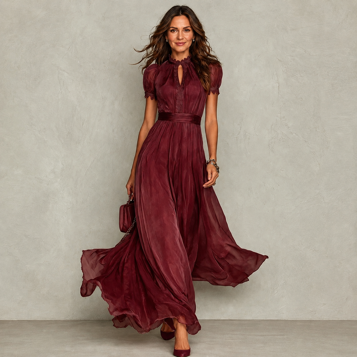 Zoey | Vestido plisado con cuello de volantes para mujer