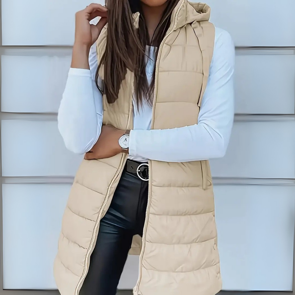 RAIN - Casual Sleeveless Hood Long Puffer Vest