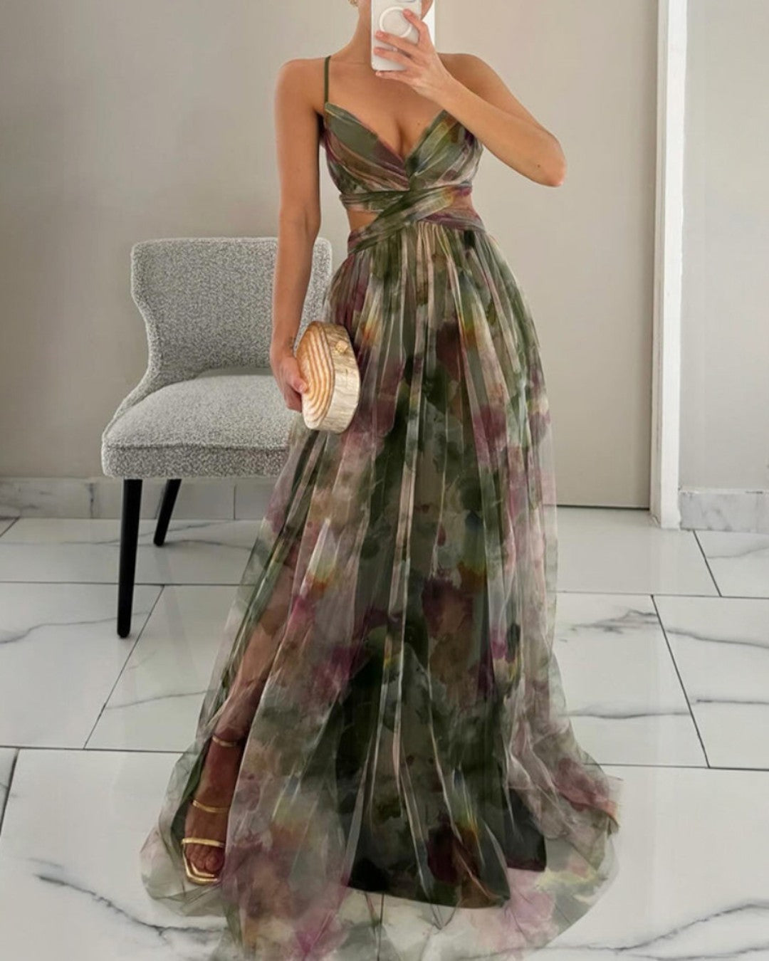 La Fiora™ | Vestido largo con estampado floral elegante