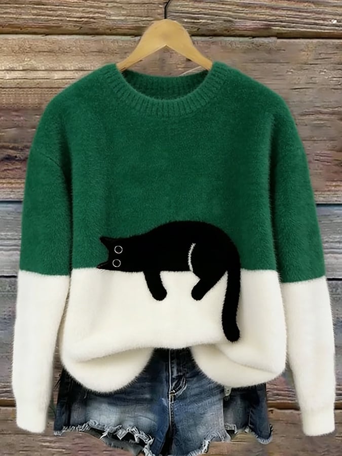 Cristina | Jersey oversize elegante con un gato