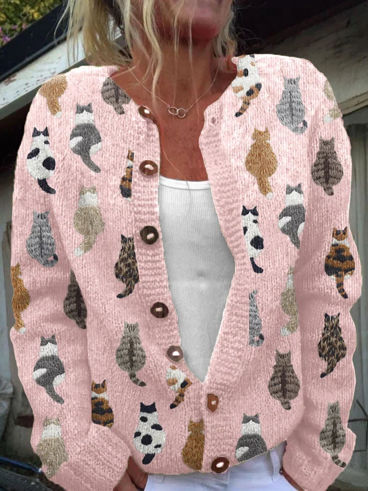Charlotte™ | Cárdigan con estampado de gatitos