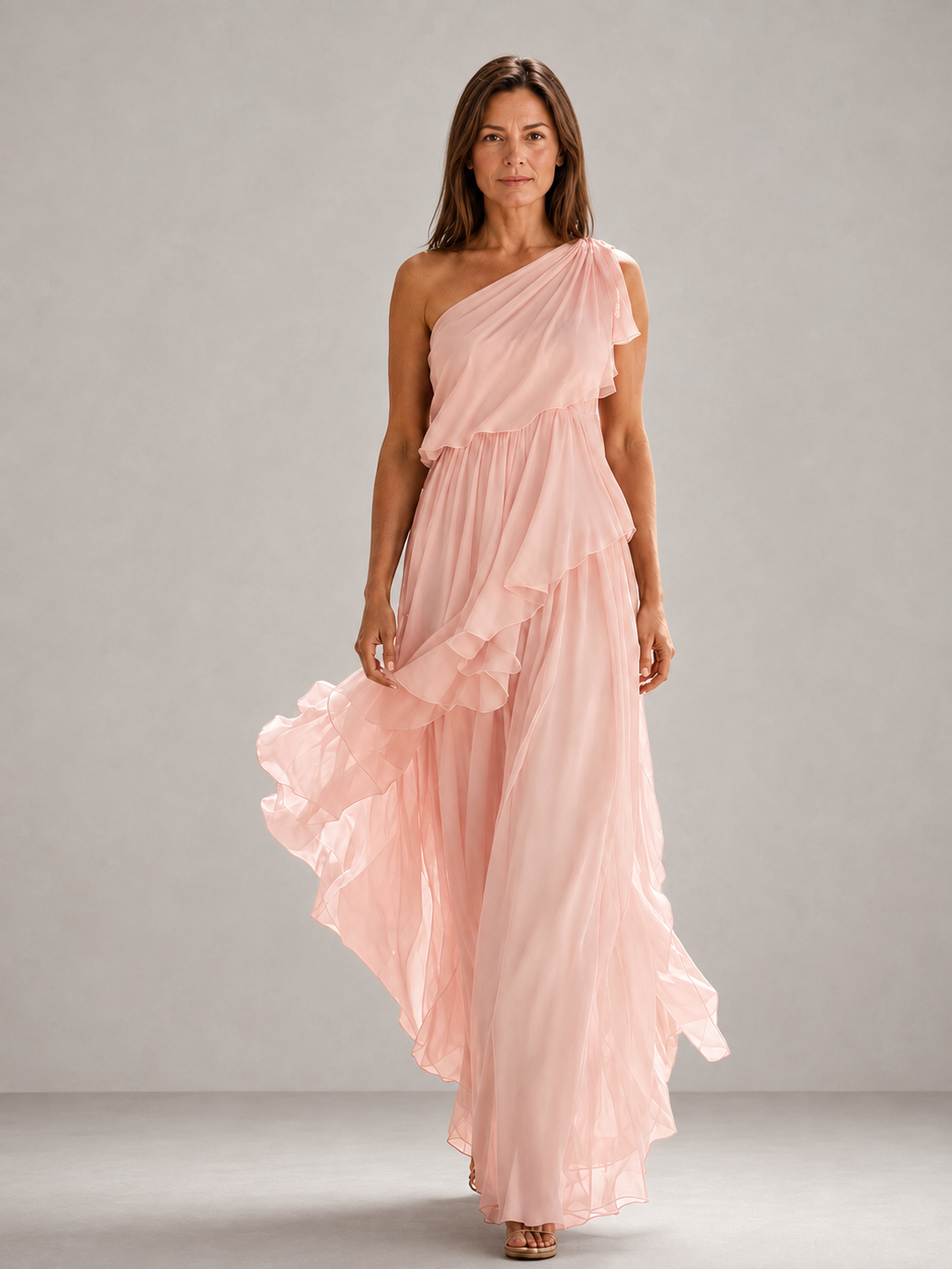 Scarlett | Vestido largo con volantes y un solo hombro