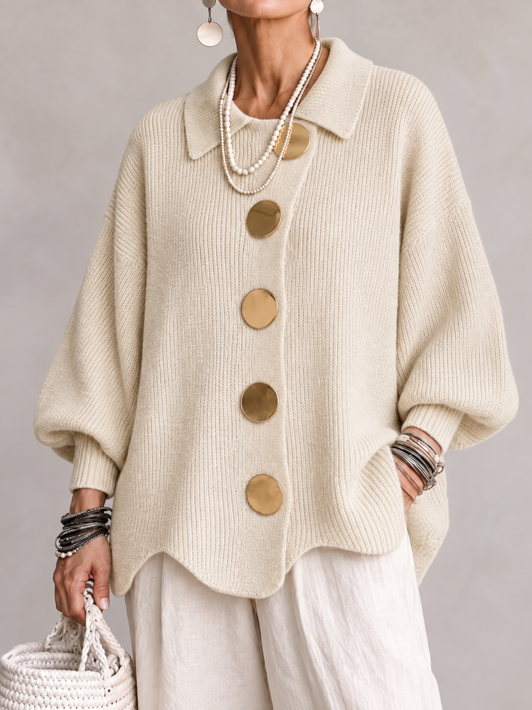Ardelle™ | Oversized Cardigan with Collar