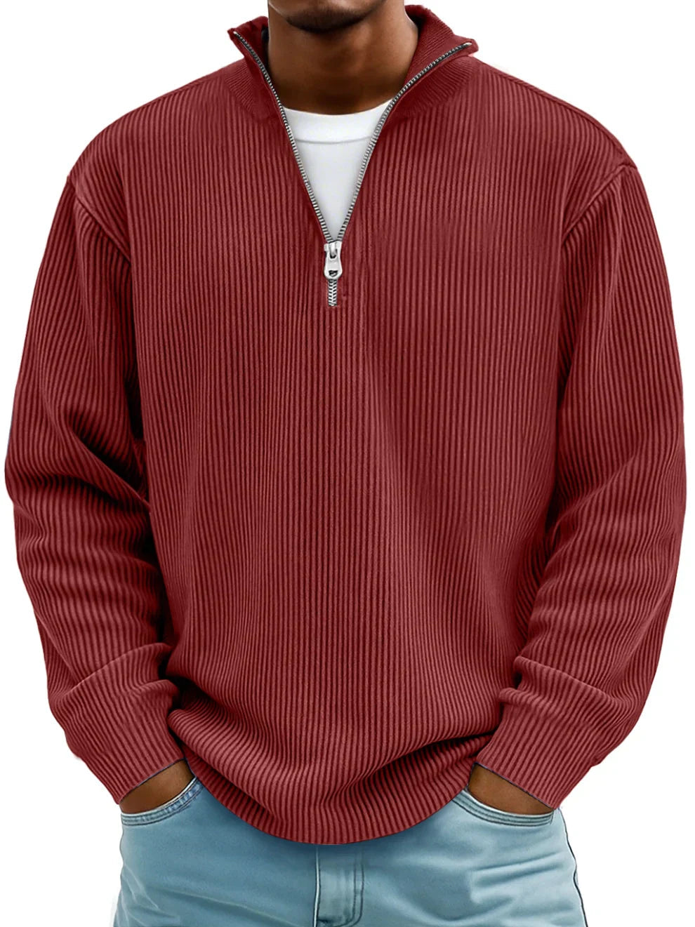 Owen | Corduroy Zip Up Sweater
