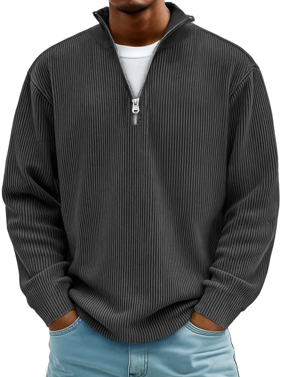 Owen | Corduroy Zip Up Sweater