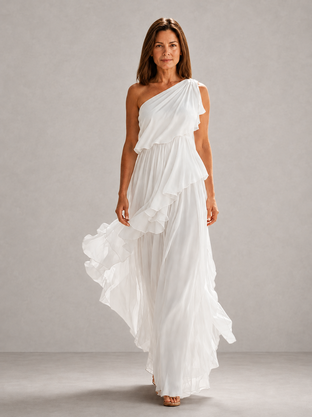 Scarlett | Vestido largo con volantes y un solo hombro