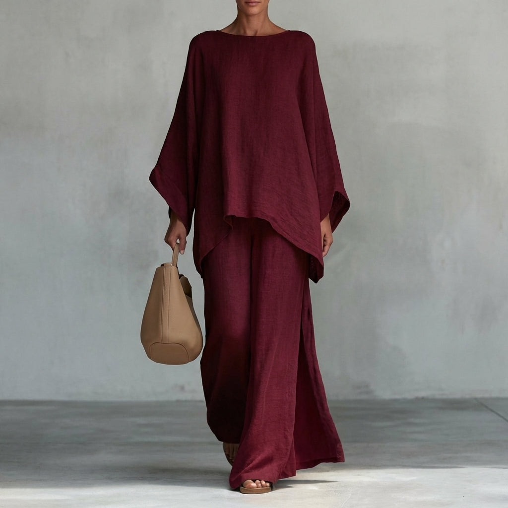 Cristina | Conjunto de dos piezas con mangas largas y pantalones anchos