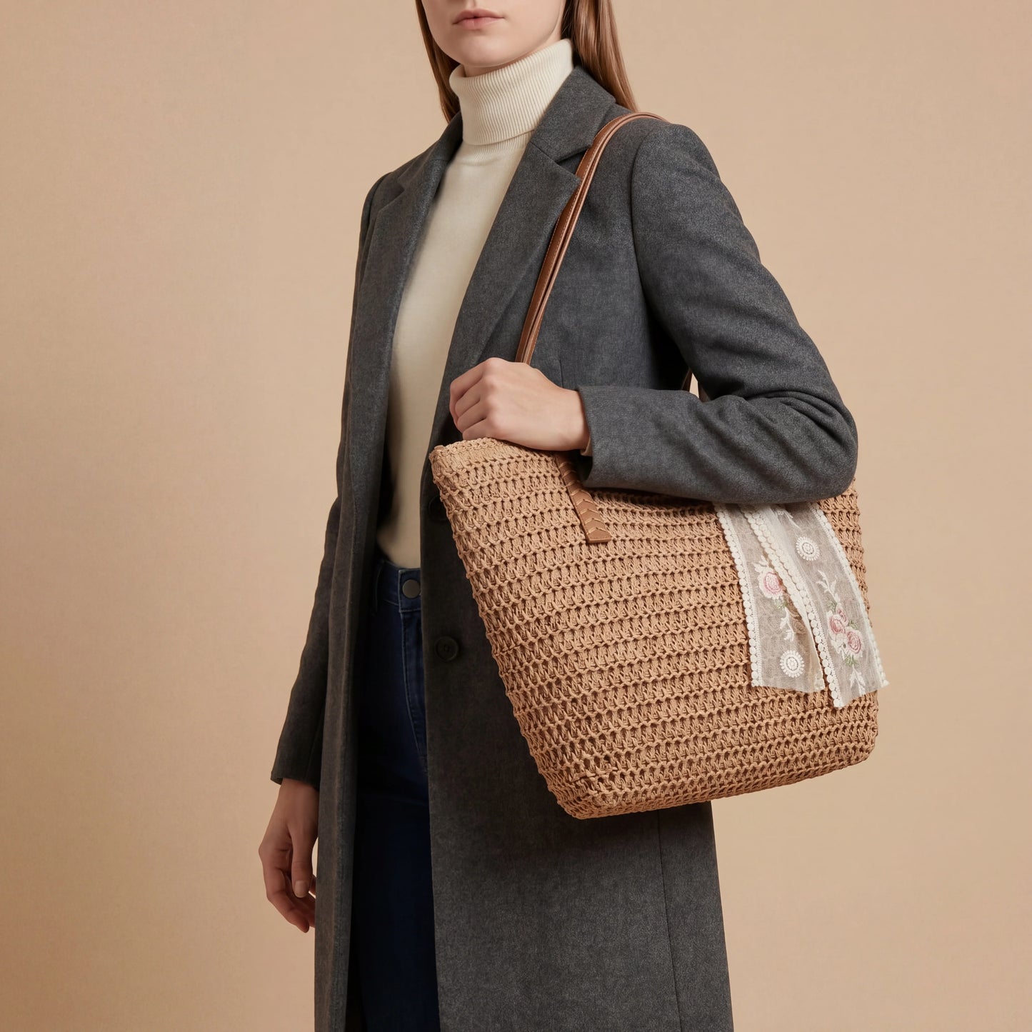 Bolso tote minimalista de paja