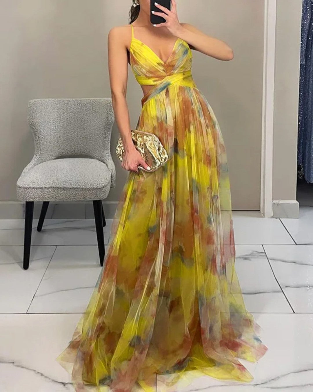 La Fiora™ | Vestido largo con estampado floral elegante