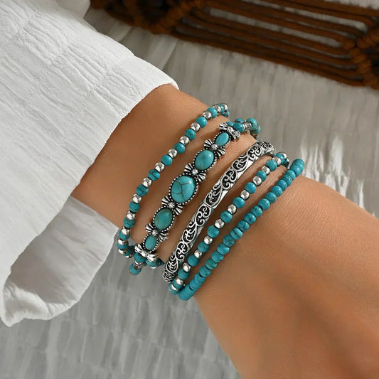 Maëlys | Pulsera elegante de varias vueltas en turquesa