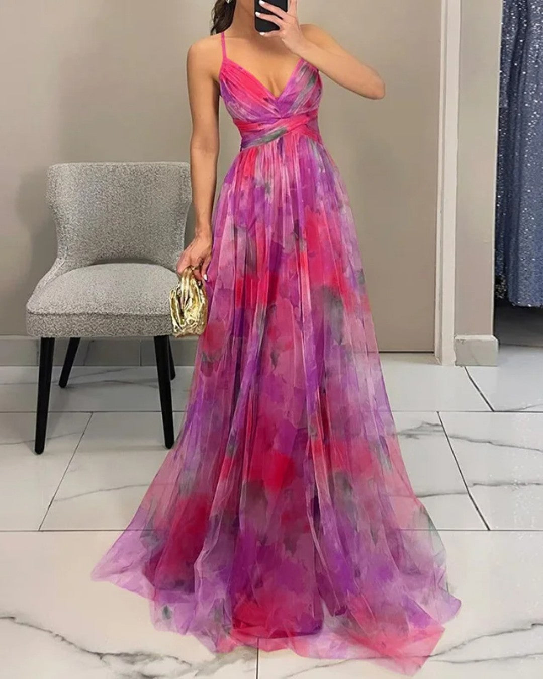 La Fiora™ | Vestido largo con estampado floral elegante