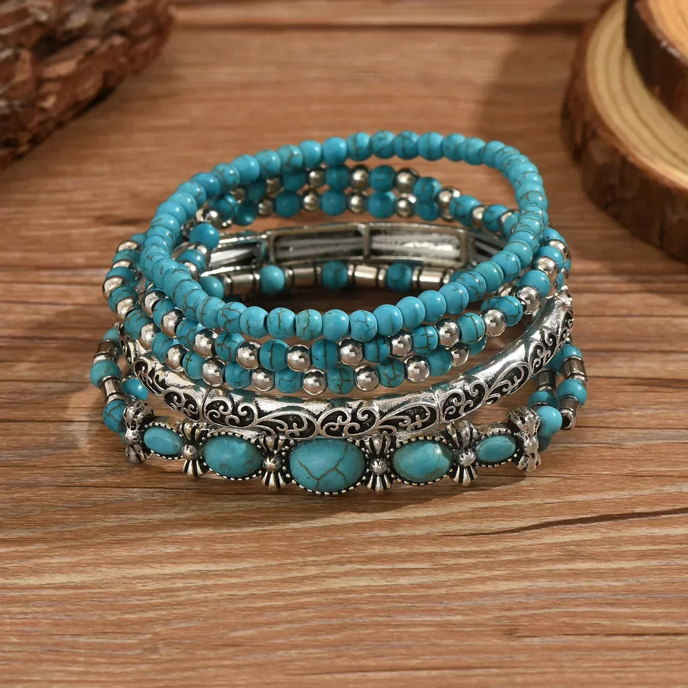 Maëlys | Pulsera elegante de varias vueltas en turquesa