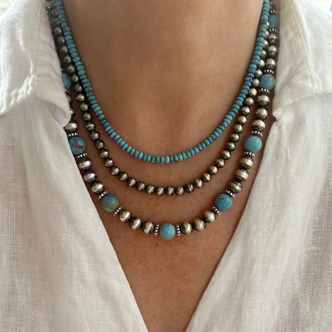 Elowen | Conjunto de 3 collares en capas de turquesa