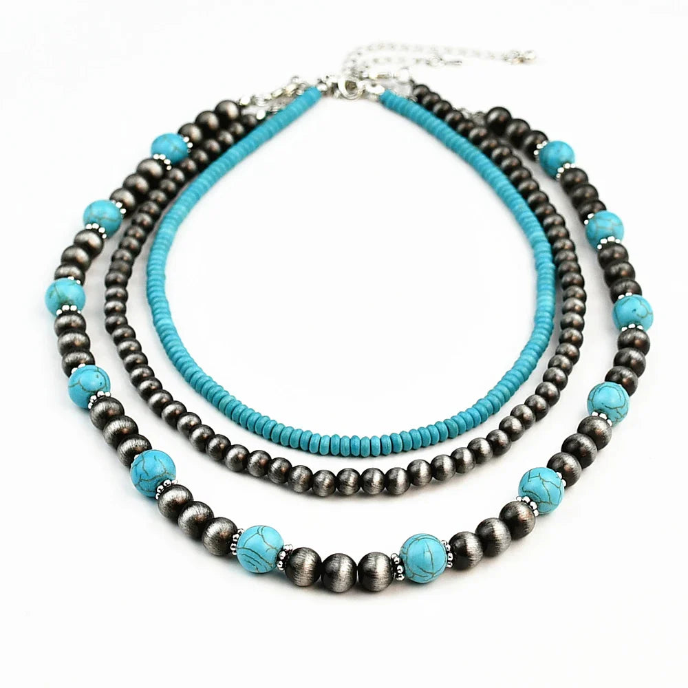 Elowen | Conjunto de 3 collares en capas de turquesa