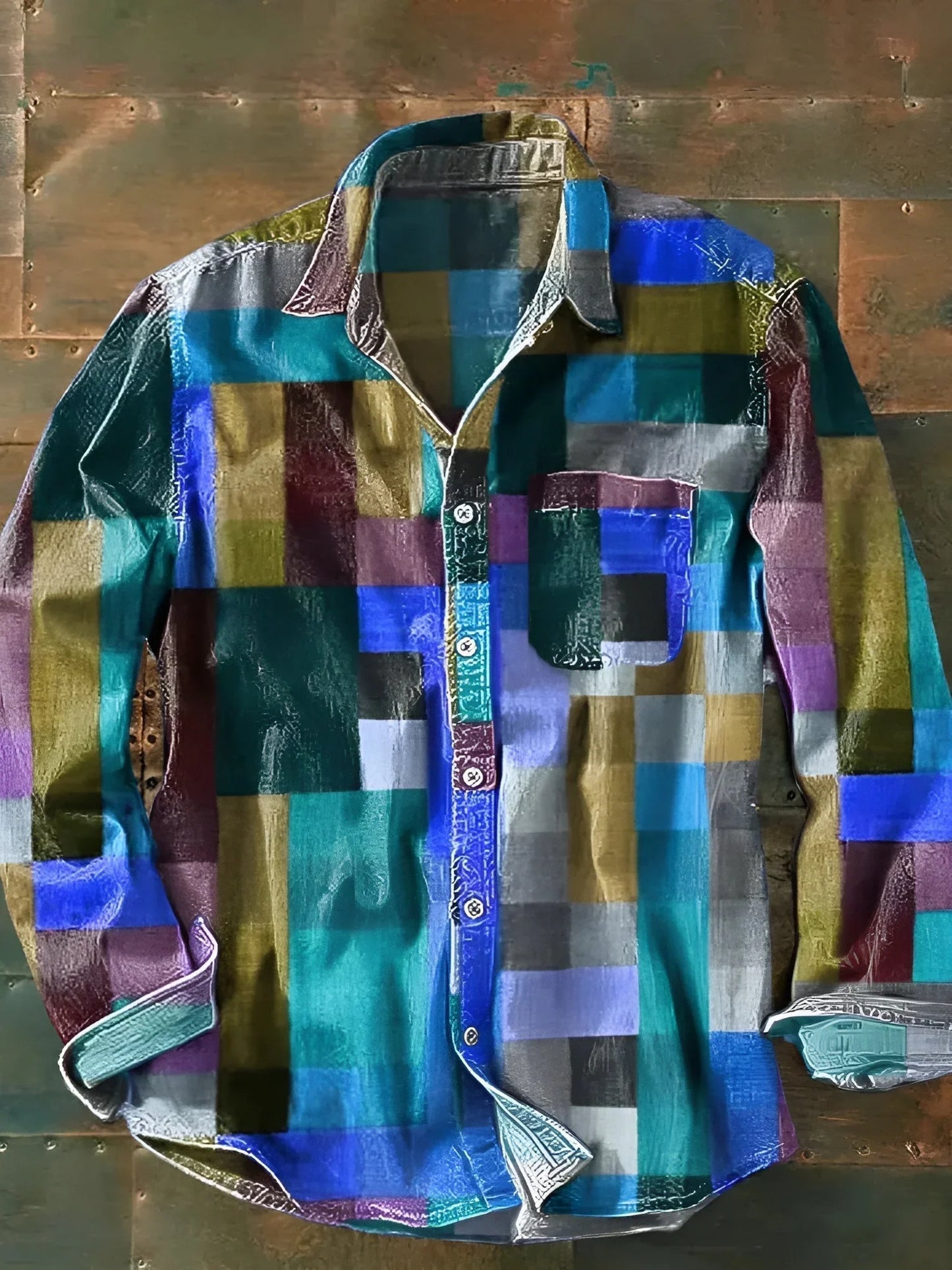 Arco | Camisa patchwork de manga larga multicolor