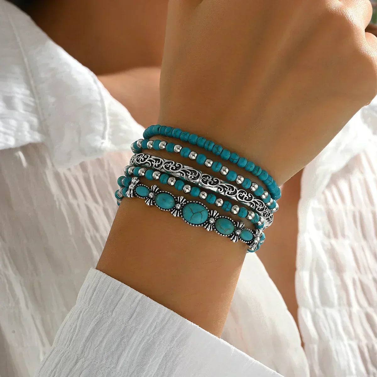 Maëlys | Pulsera elegante de varias vueltas en turquesa