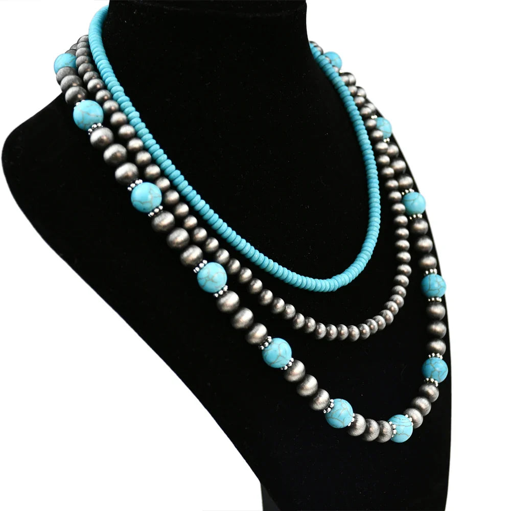 Elowen | Conjunto de 3 collares en capas de turquesa