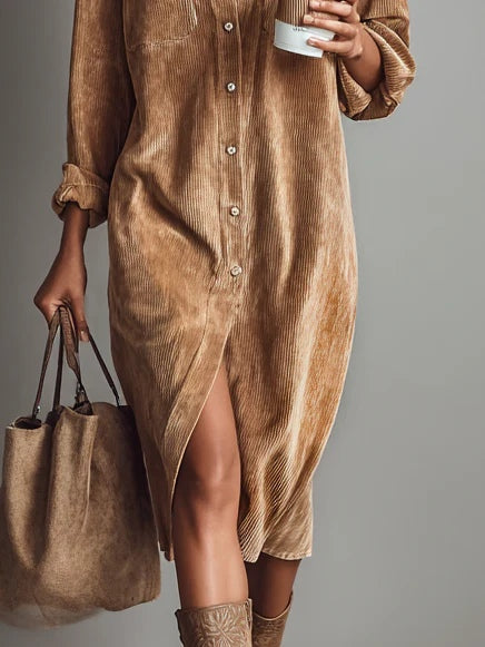 Rosaria – Loose Midi Dress with Double Pockets