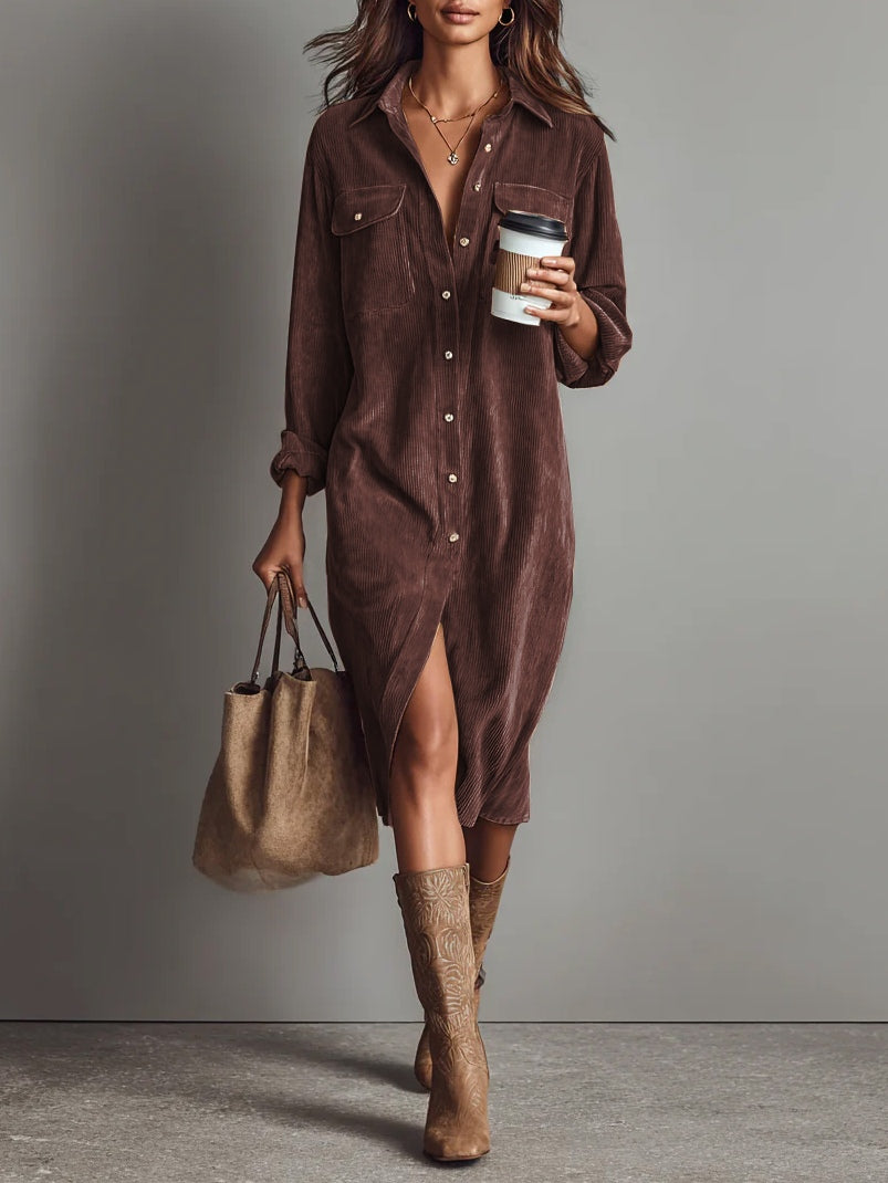 Rosaria – Loose Midi Dress with Double Pockets