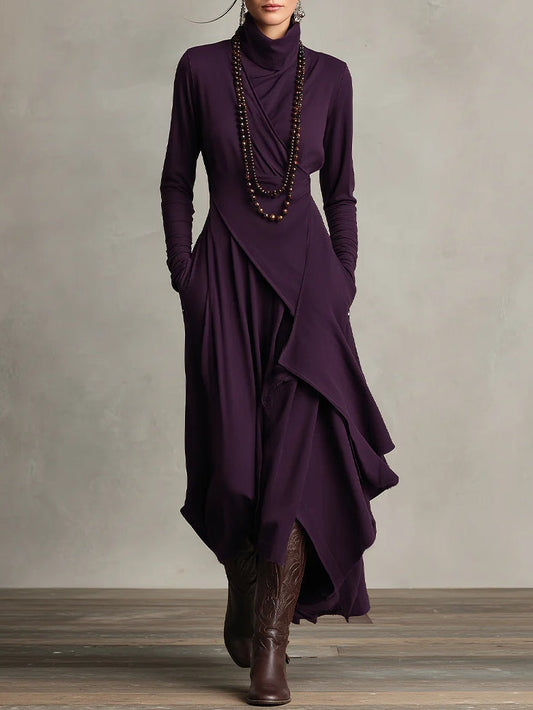 Marivelle™ | Elegant High-Neck Maxi Dress