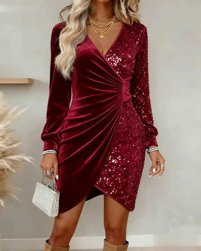 BRIAR | SHIMMERING V-NECK MIDI DRESS