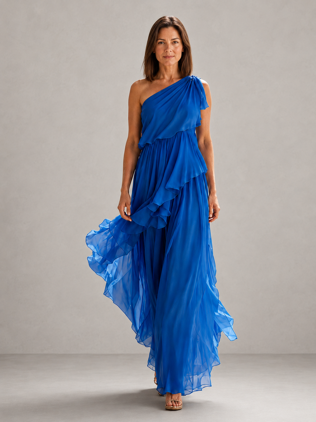 Scarlett | Vestido largo con volantes y un solo hombro