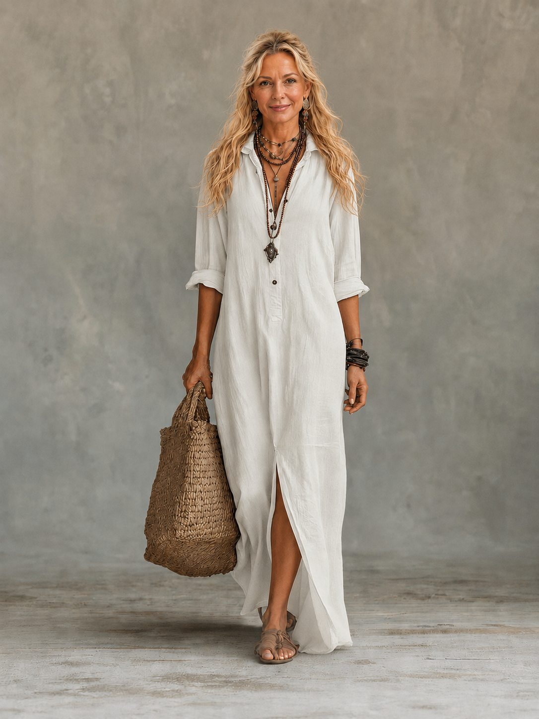 Vivienne | Vestido largo con botones para mujer