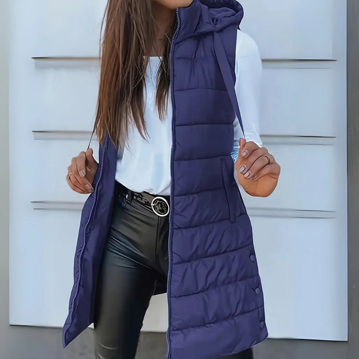 RAIN - Casual Sleeveless Hood Long Puffer Vest