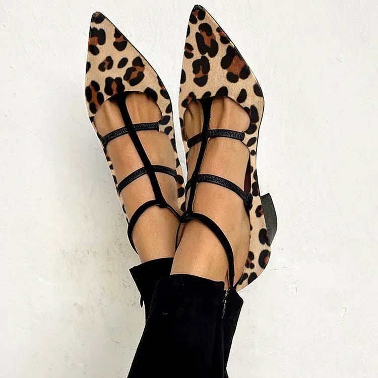Franca | Zapatos de mujer con tacón y correa con estampado de leopardo