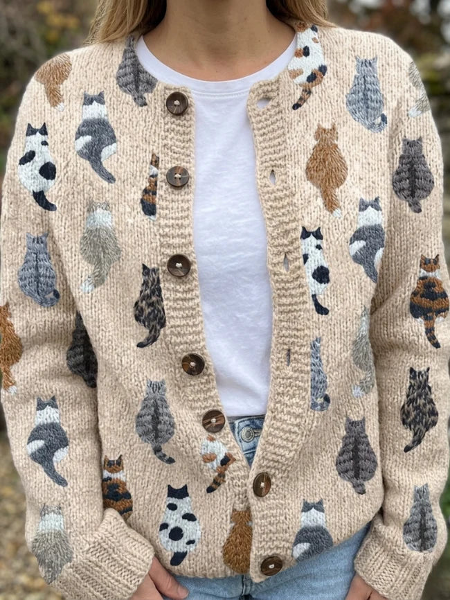 Charlotte™ | Cárdigan con estampado de gatitos