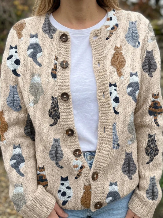 Charlotte™ | Cárdigan con estampado de gatitos