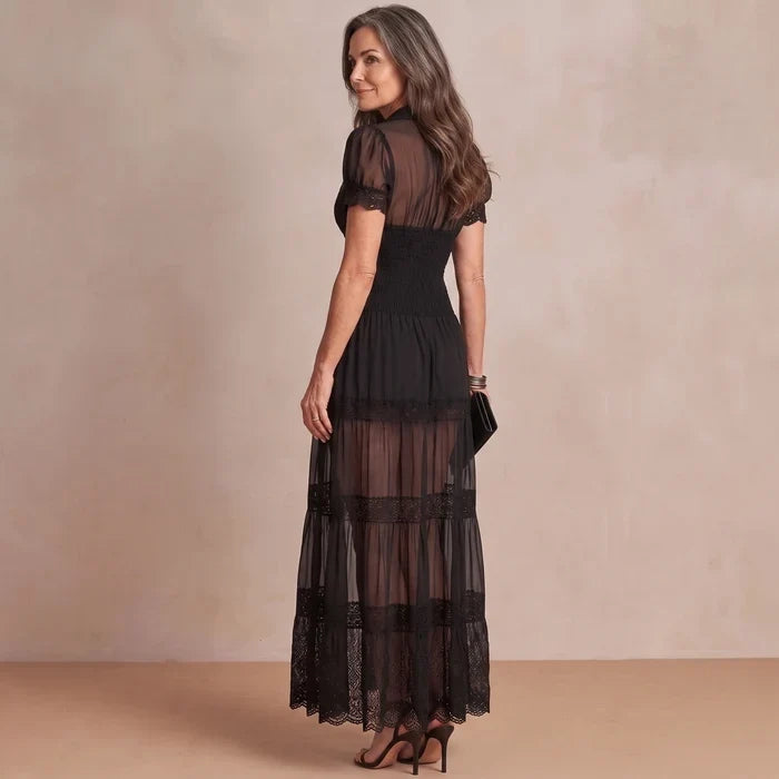 Sophia | Vestido largo de encaje transparente para mujer