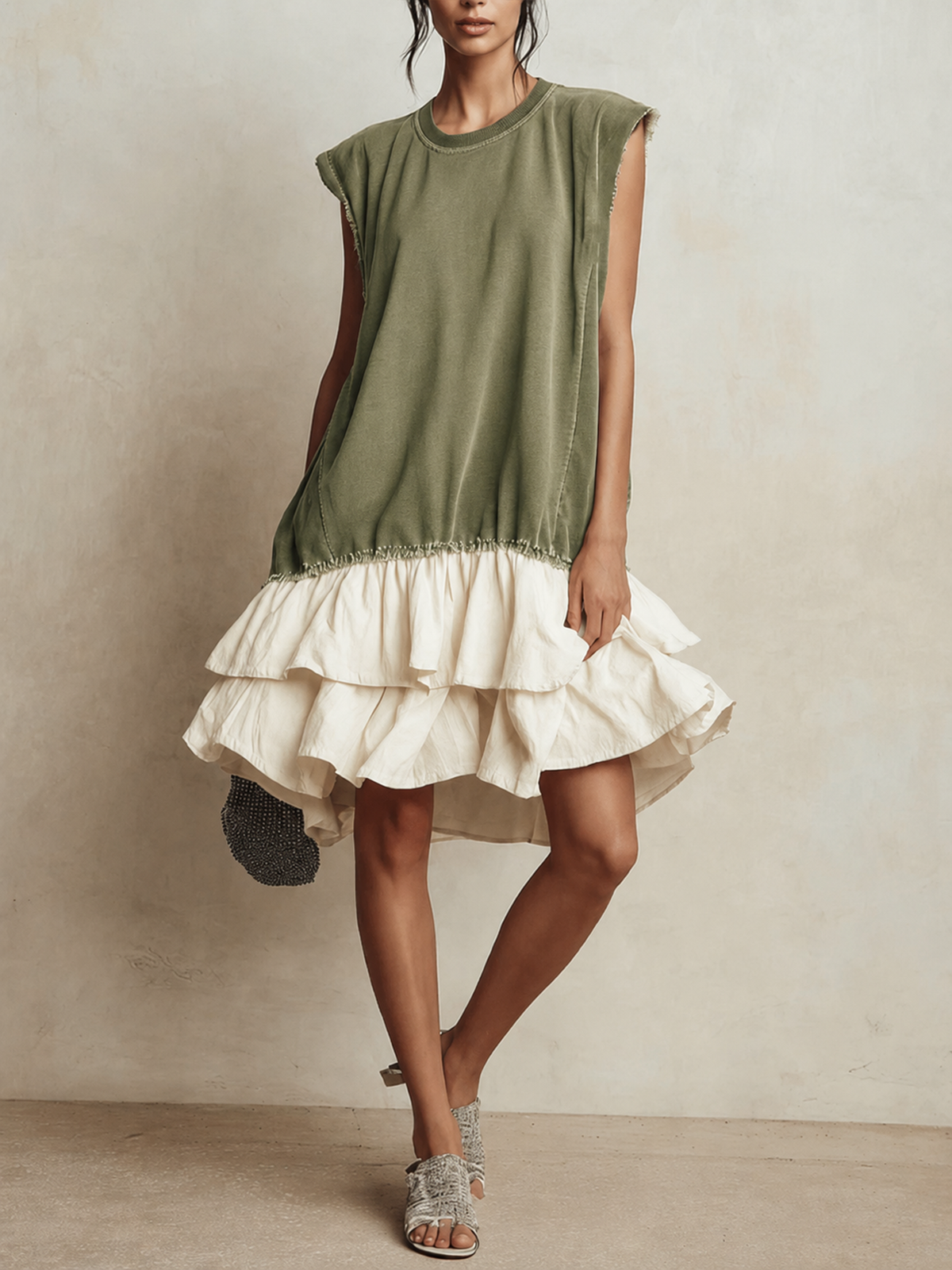 Ilaria | Vestido informal con bloques de color, corte holgado, ideal para las vacaciones