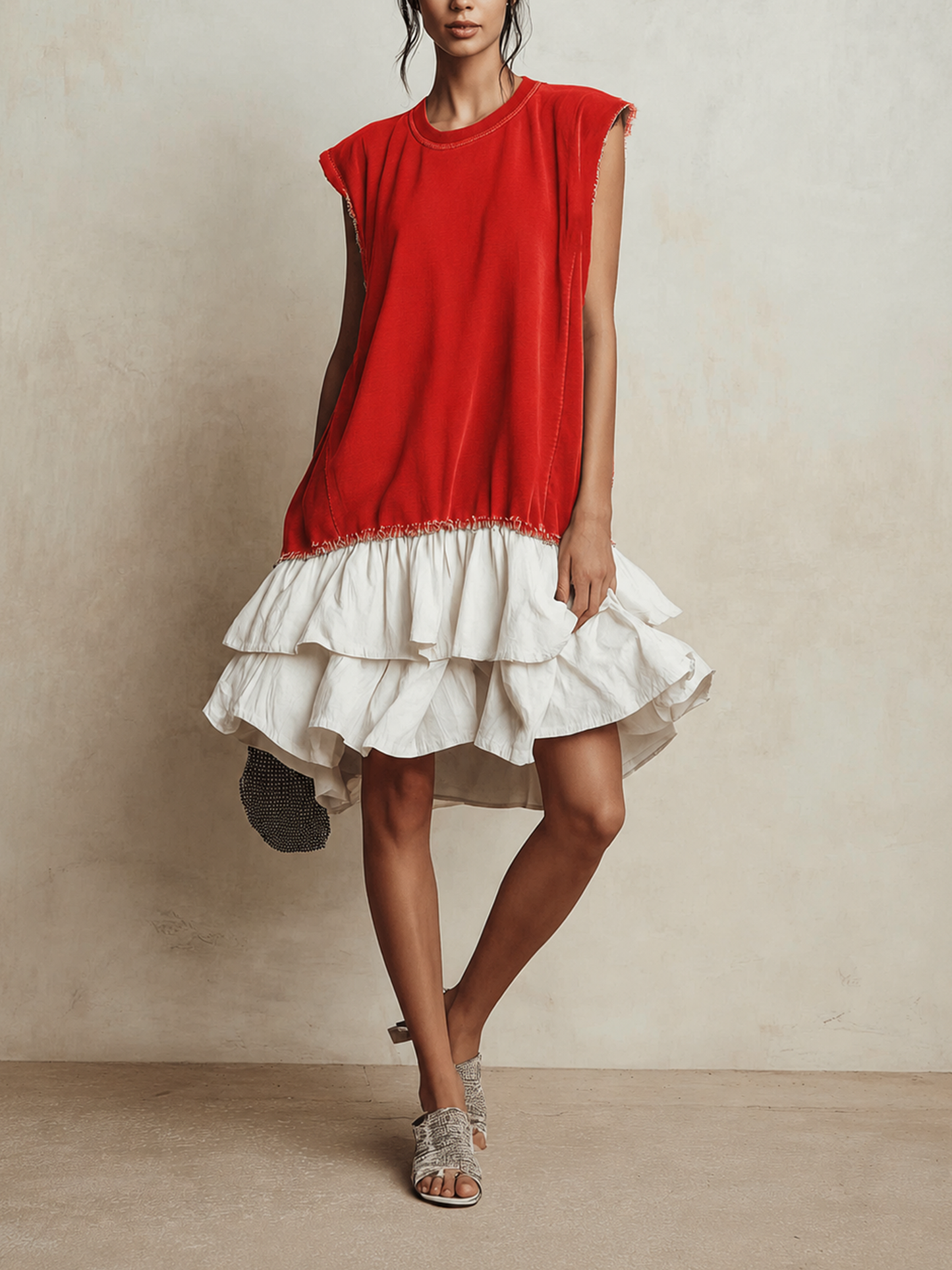 Ilaria | Vestido informal con bloques de color, corte holgado, ideal para las vacaciones