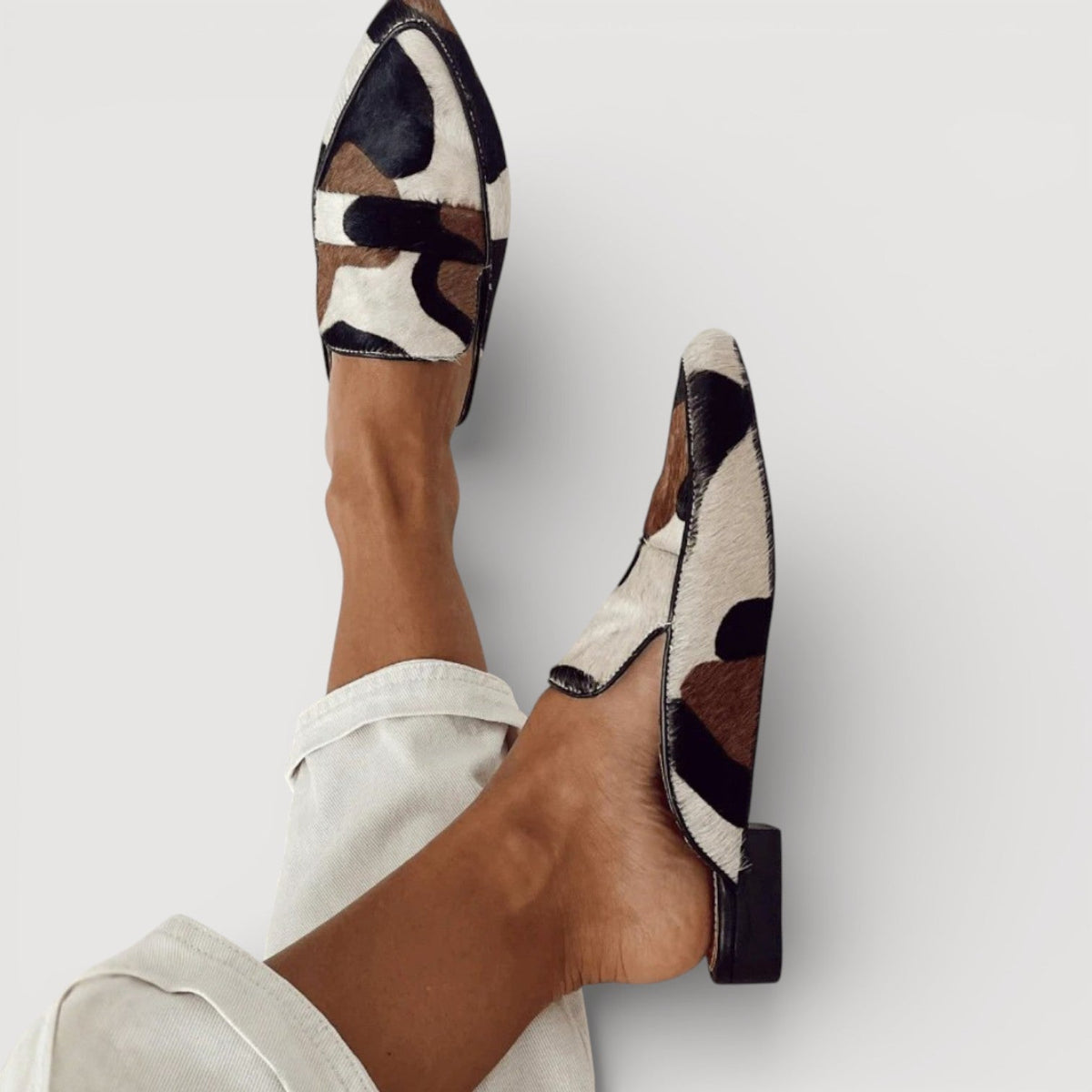 María | Mocasines de mujer con estampado de vaca