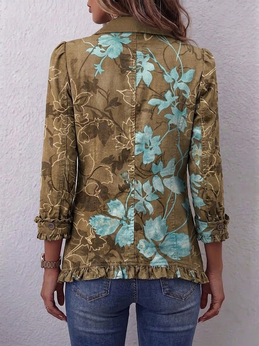 Sundara™ | Boho Gradient Vintage Floral Ruffle Jacket