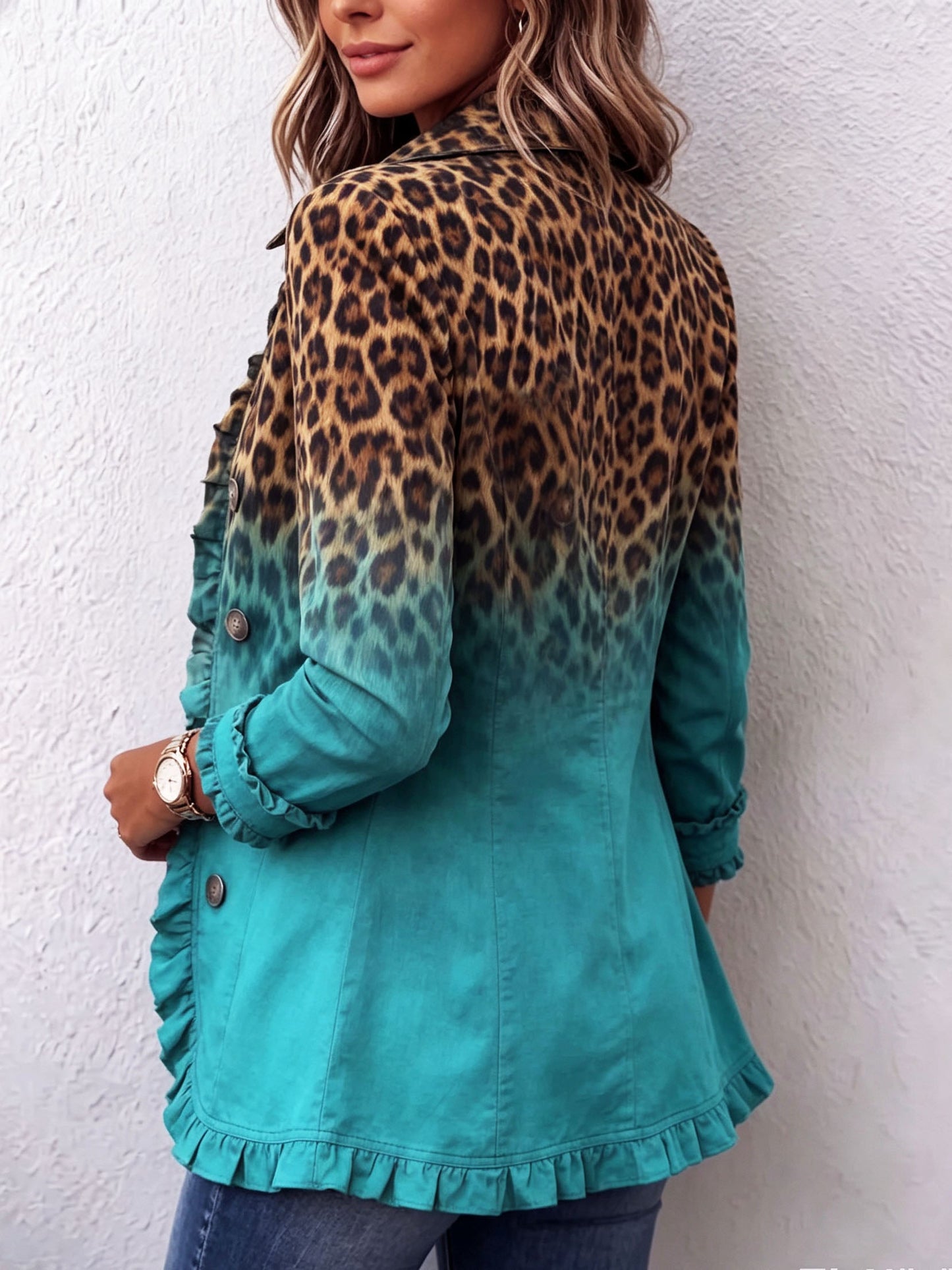 Mercedes | Chaqueta verde con estampado de leopardo