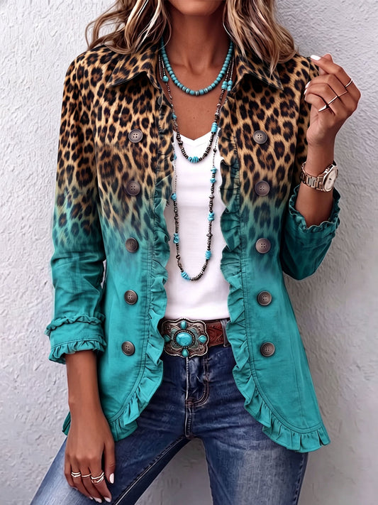 Mercedes | Chaqueta verde con estampado de leopardo