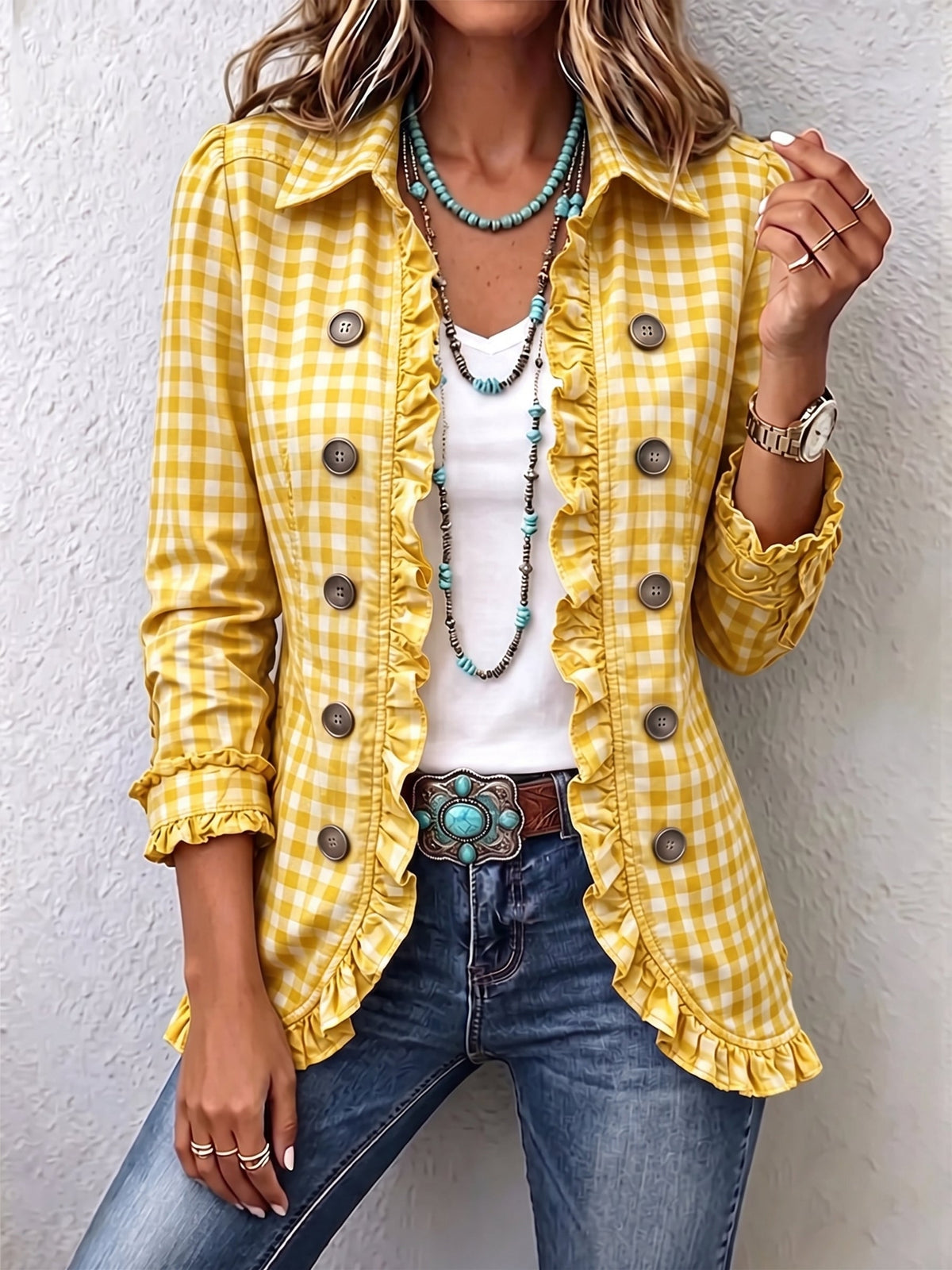 Purificación | Chaqueta Vichy verde