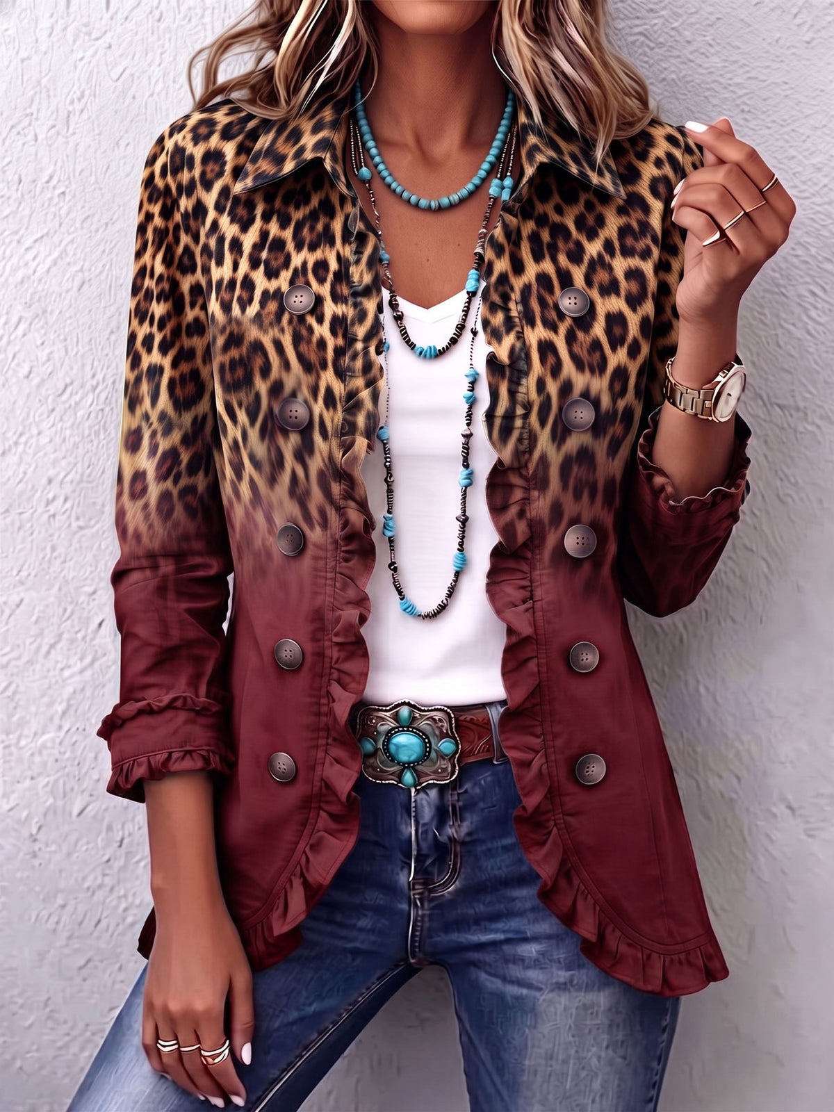 Mercedes | Chaqueta verde con estampado de leopardo