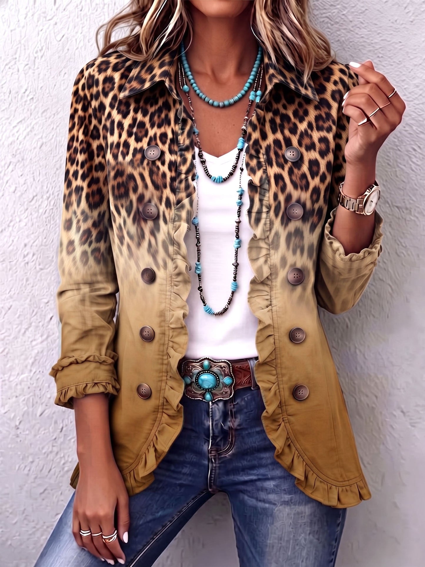 Reyes | Blazer de leopardo en color ocre