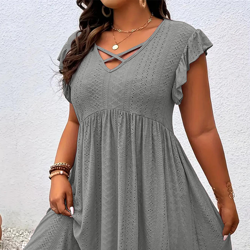 Charlotte Vestido de Mujer con Cuello en V y Volantes