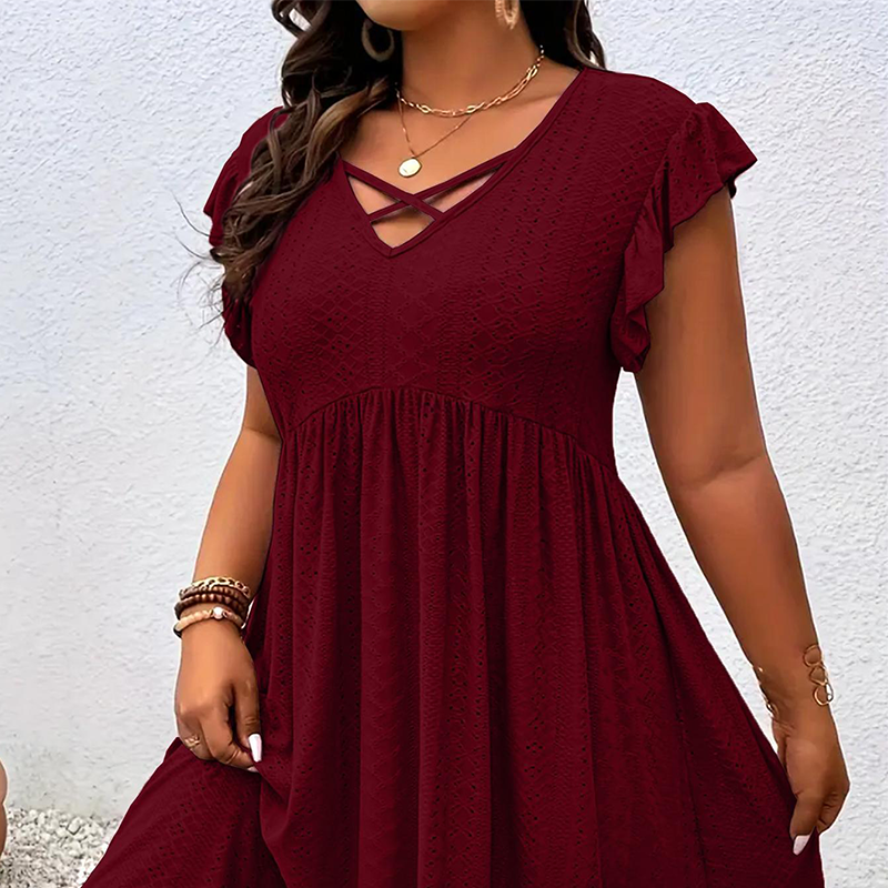Charlotte Vestido de Mujer con Cuello en V y Volantes