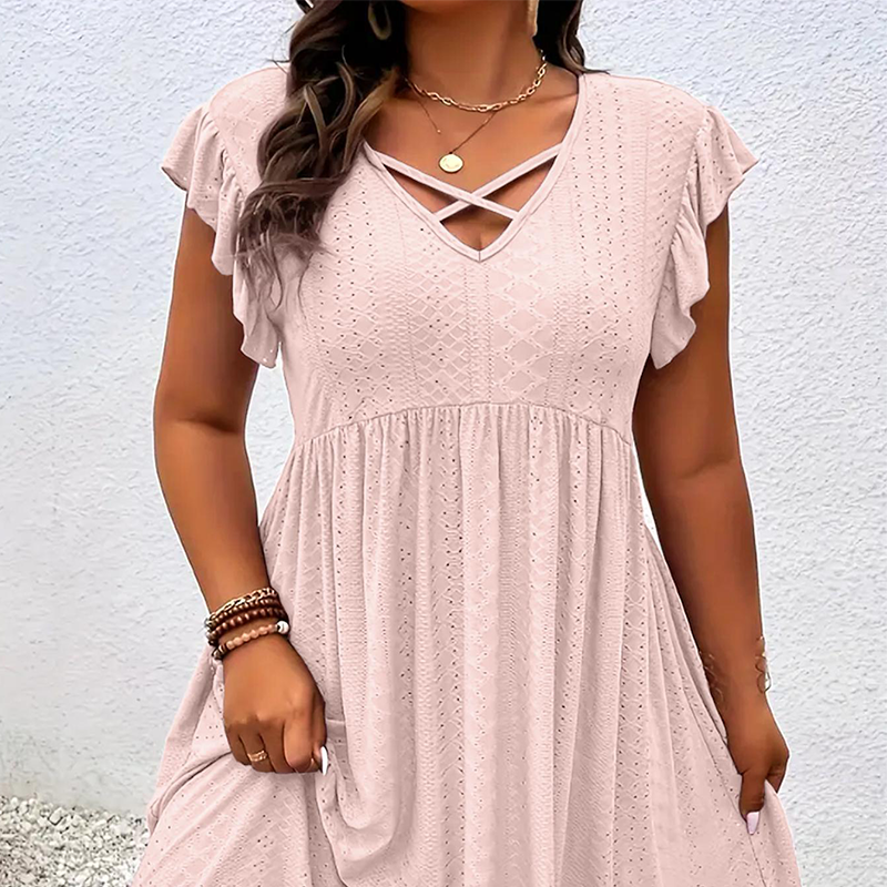 Charlotte Vestido de Mujer con Cuello en V y Volantes