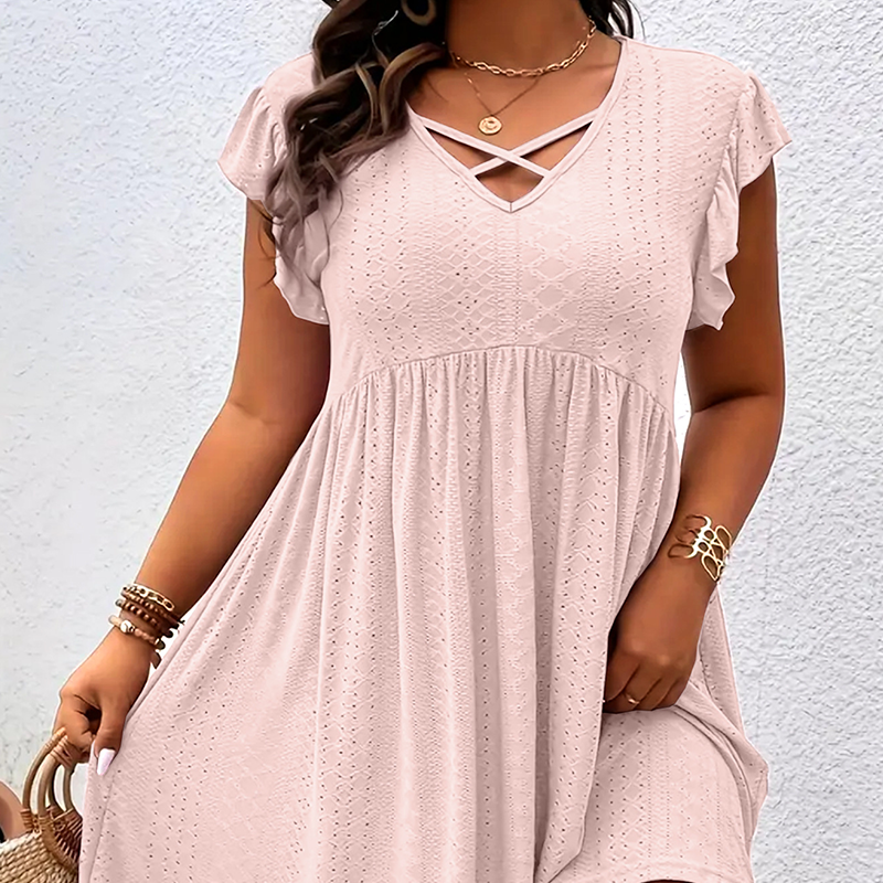 Charlotte Vestido de Mujer con Cuello en V y Volantes